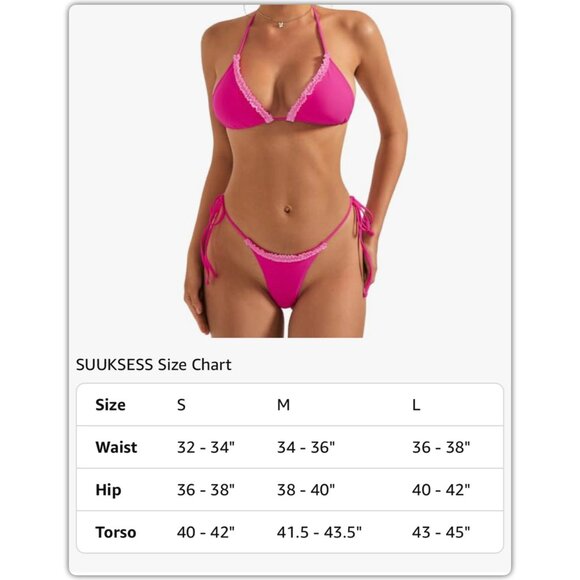 Pink Ruffle Thong Triangle Bikini - Picture 5 of 5